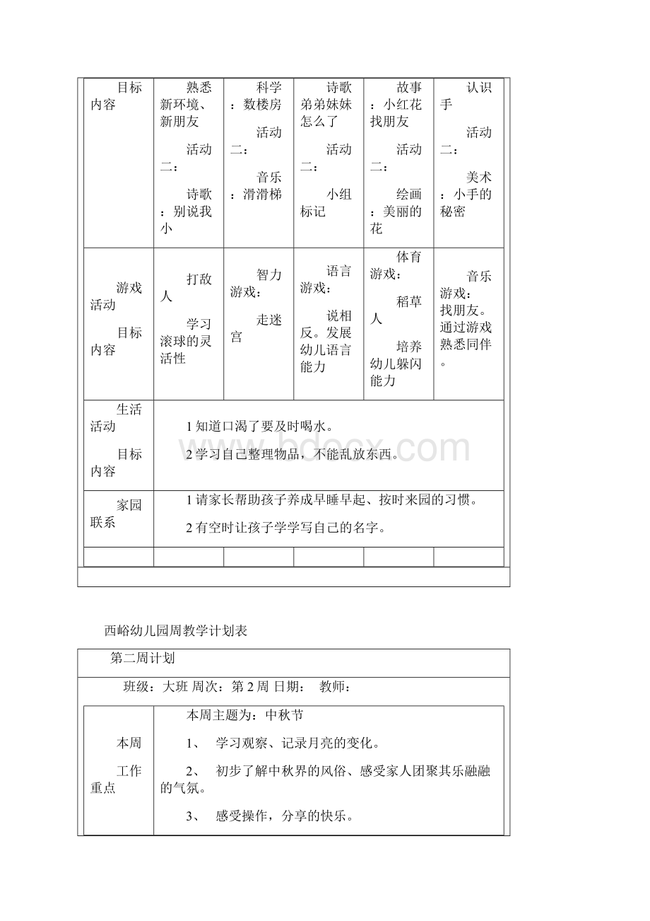 大班幼儿园周工作计划表彩.docx_第2页