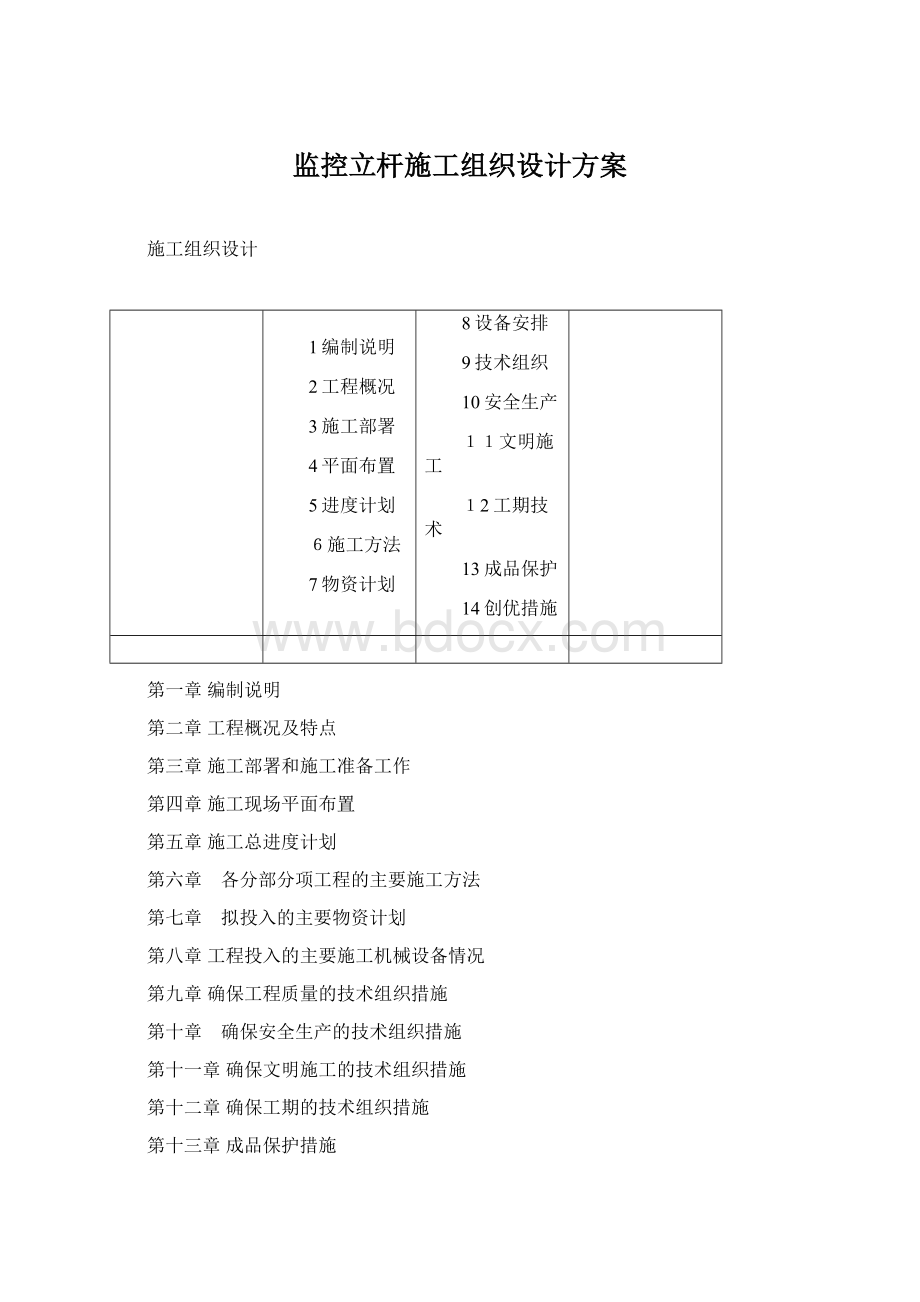 监控立杆施工组织设计方案Word文档格式.docx