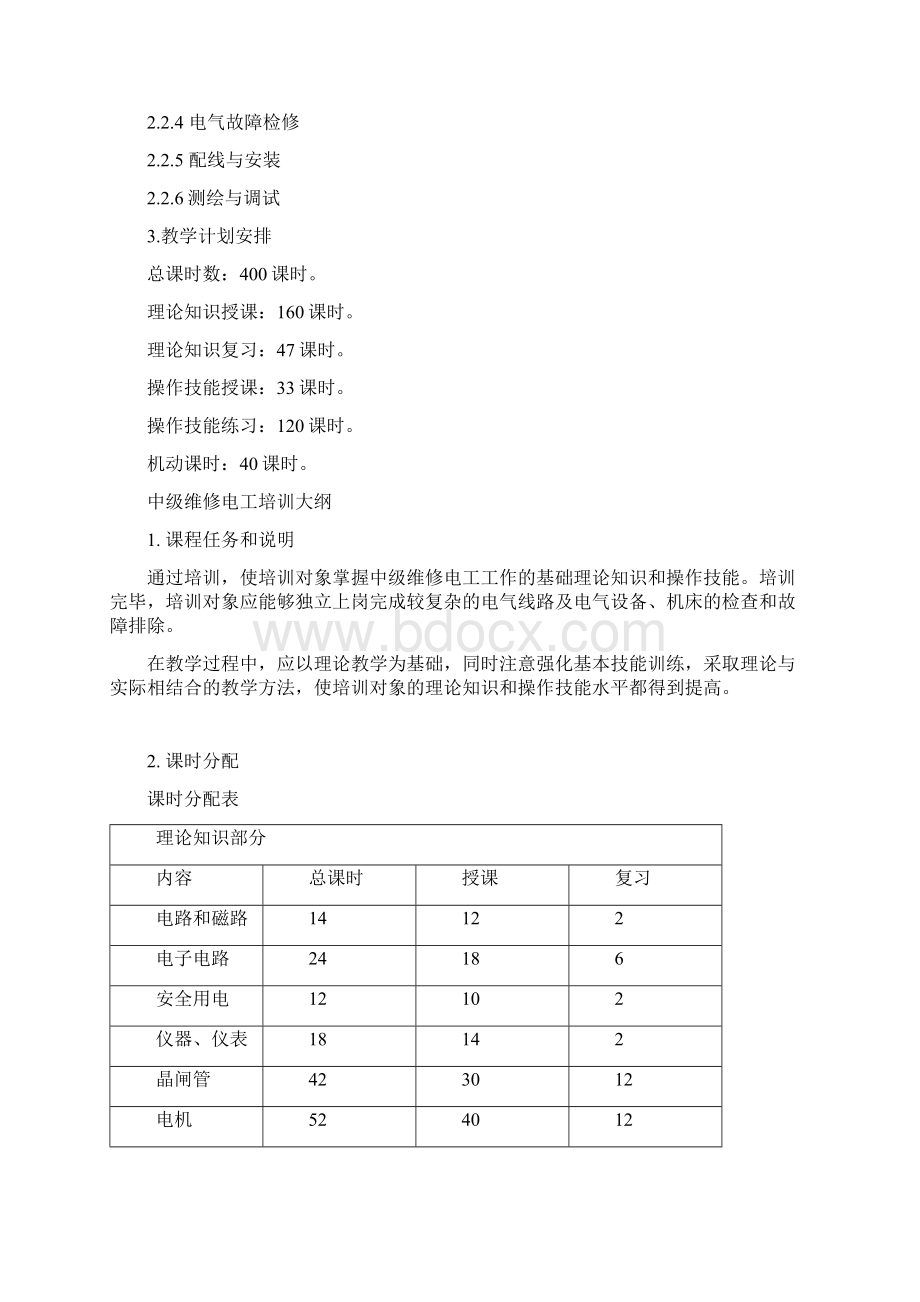 中级维修电工培训的计划和教学大纲doc.docx_第2页