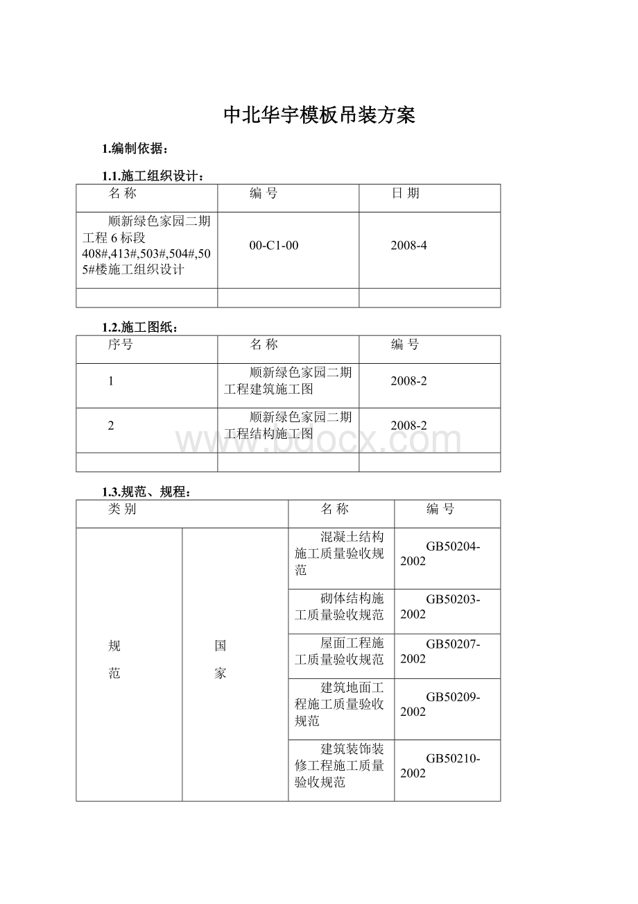 中北华宇模板吊装方案.docx_第1页