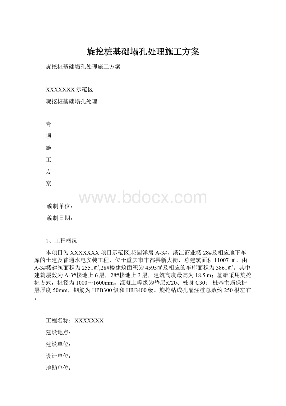 旋挖桩基础塌孔处理施工方案.docx