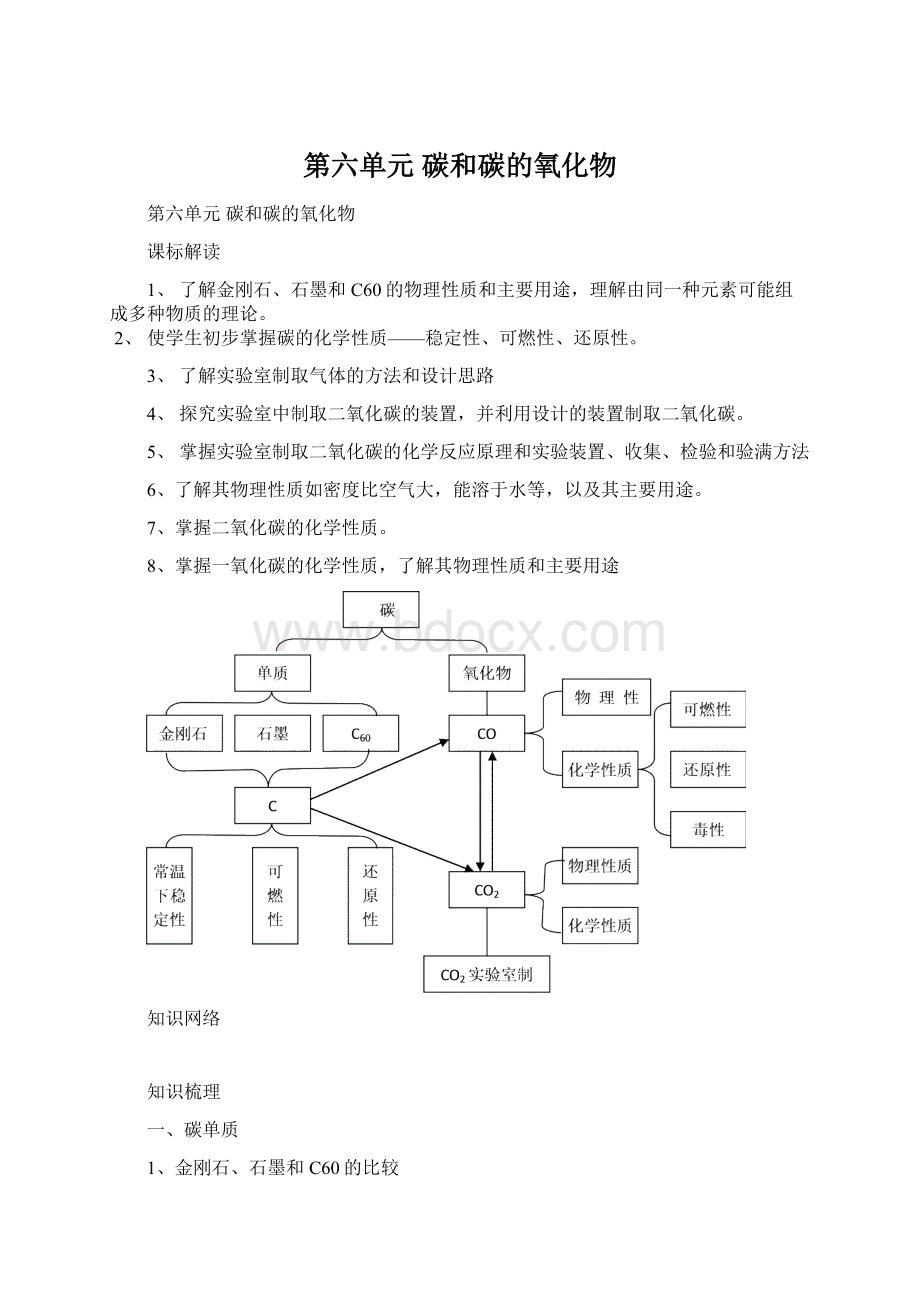 第六单元 碳和碳的氧化物Word格式.docx