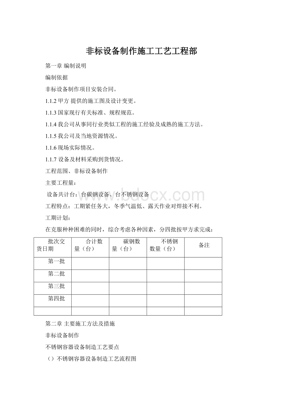 非标设备制作施工工艺工程部.docx