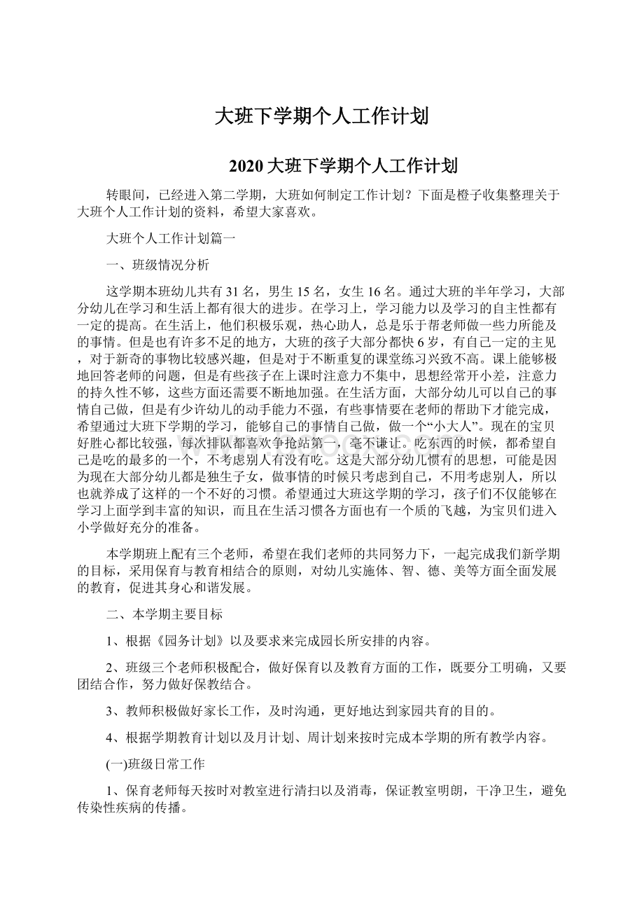 大班下学期个人工作计划.docx