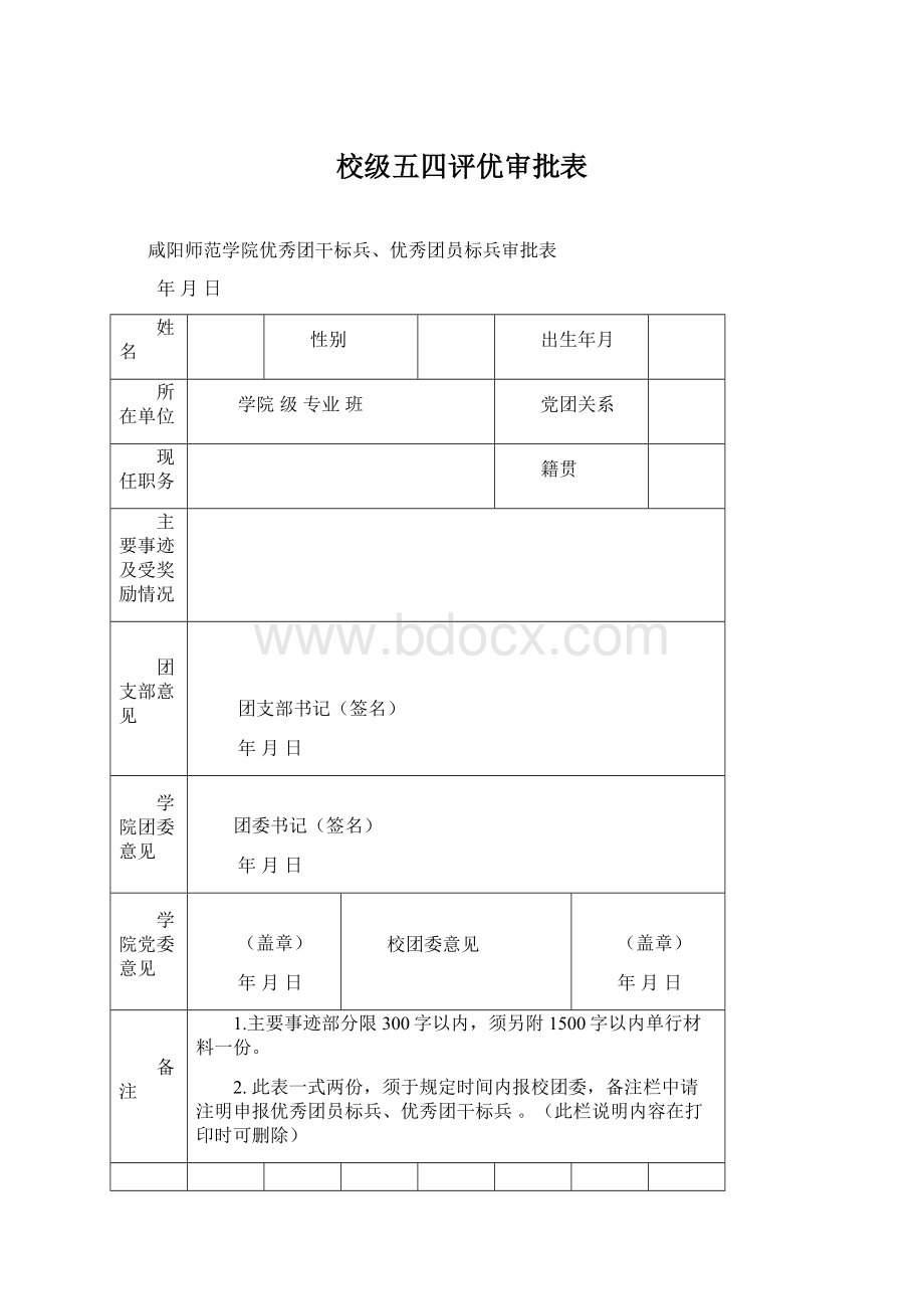 校级五四评优审批表Word下载.docx_第1页