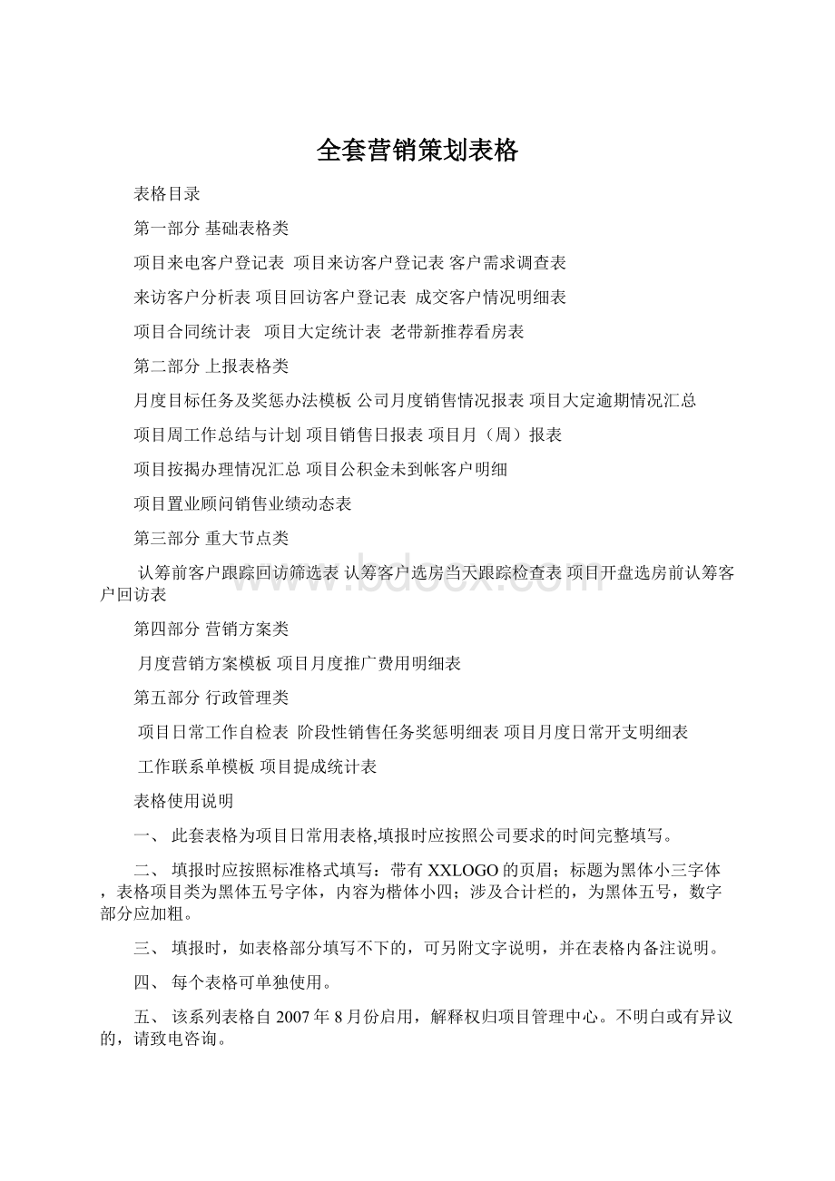 全套营销策划表格Word格式文档下载.docx