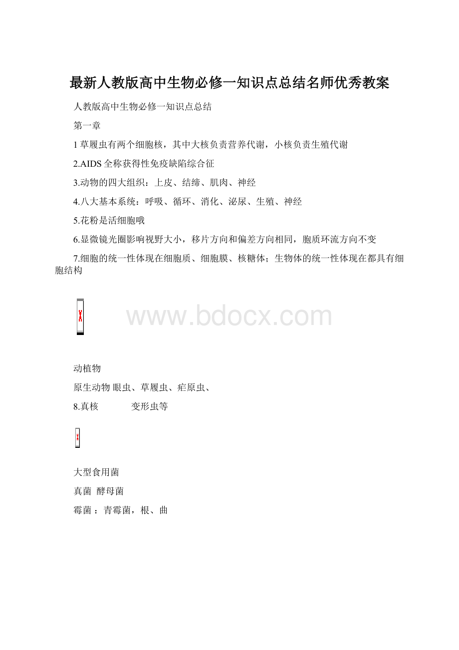 最新人教版高中生物必修一知识点总结名师优秀教案Word文档格式.docx