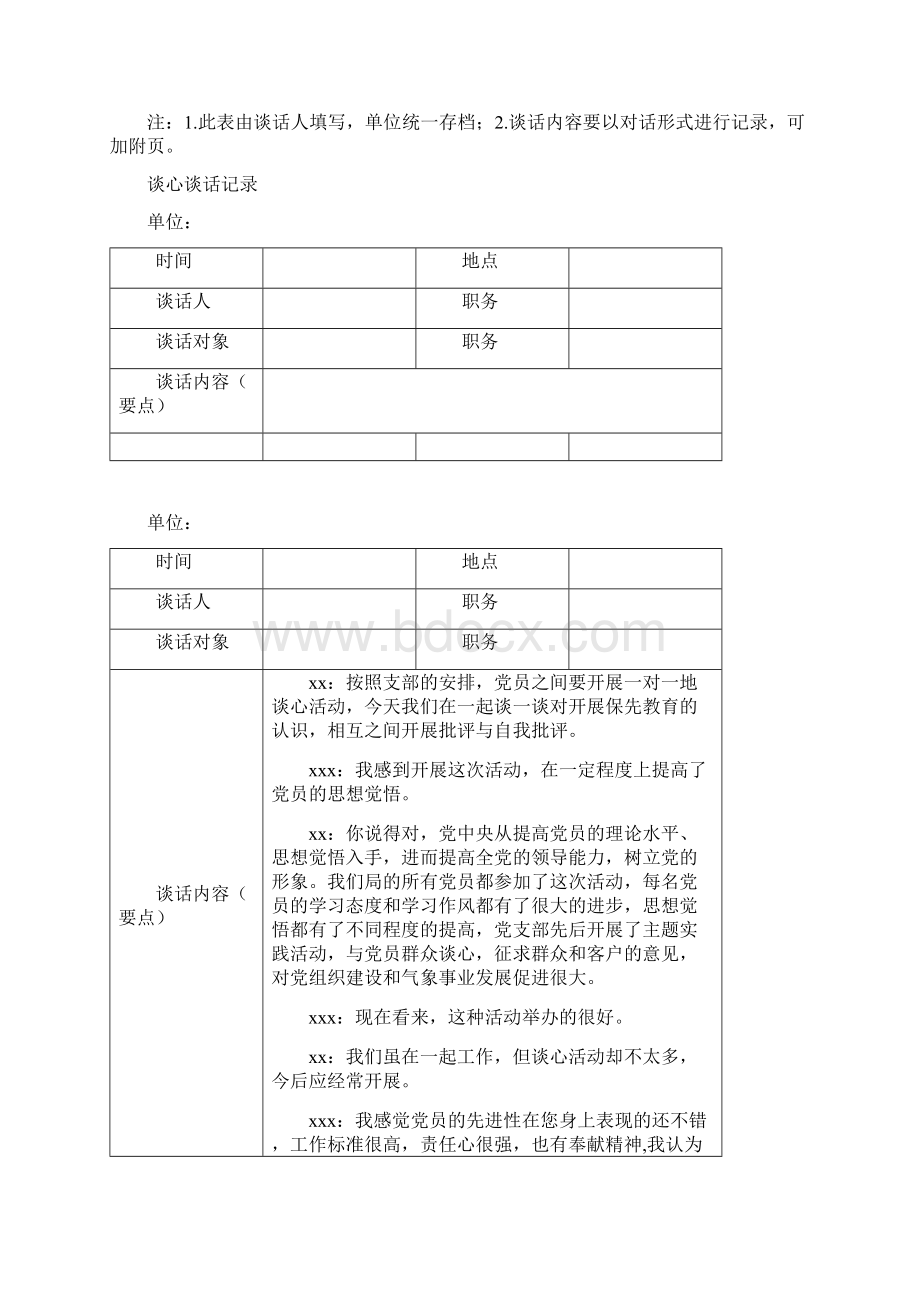 党员各种谈心谈话记录加空白表Word下载.docx_第2页