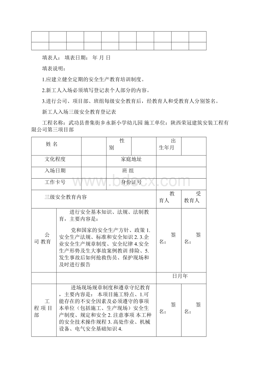 建筑企业三级安全教育记录及表格.docx_第2页