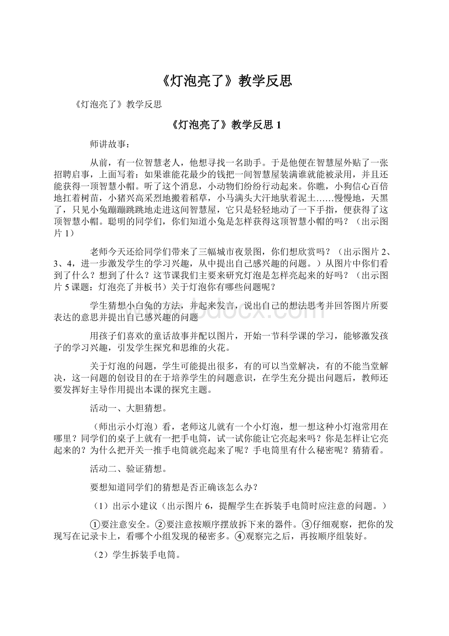 《灯泡亮了》教学反思.docx