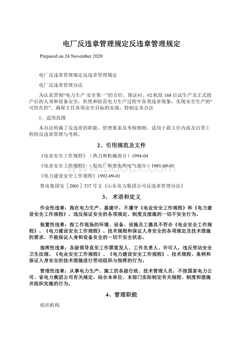 电厂反违章管理规定反违章管理规定文档格式.docx_第1页