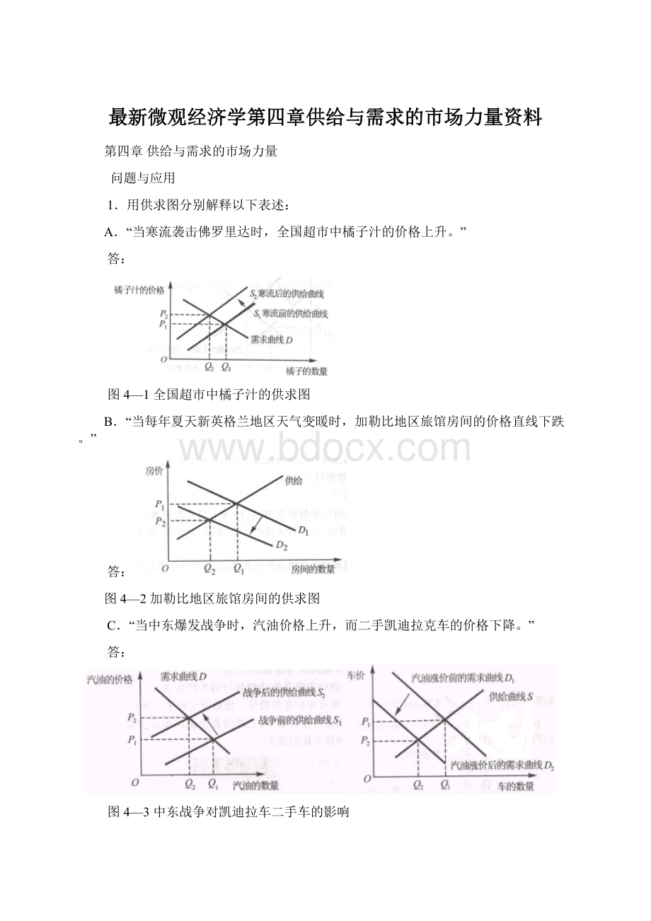 最新微观经济学第四章供给与需求的市场力量资料.docx_第1页