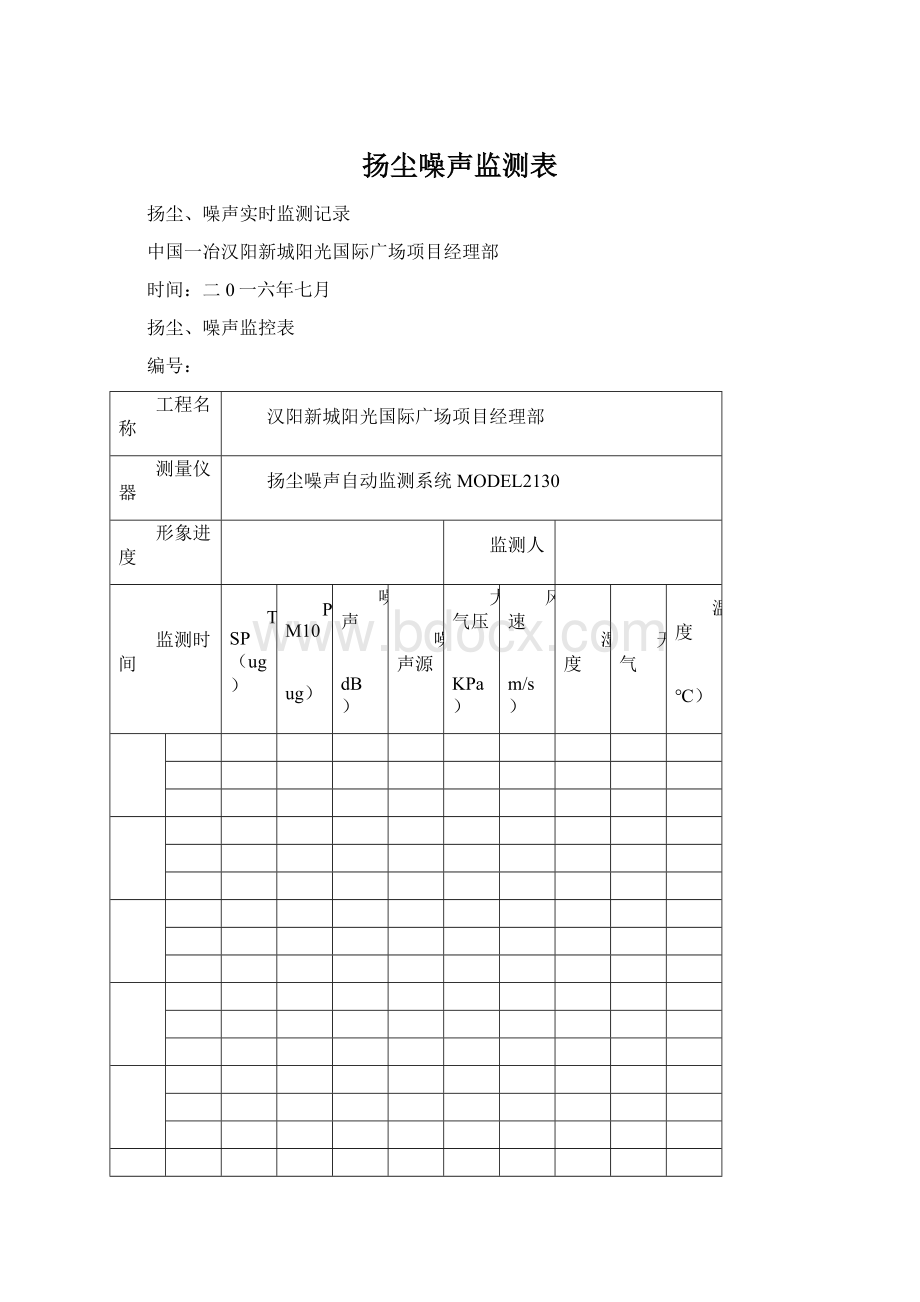 扬尘噪声监测表Word格式.docx