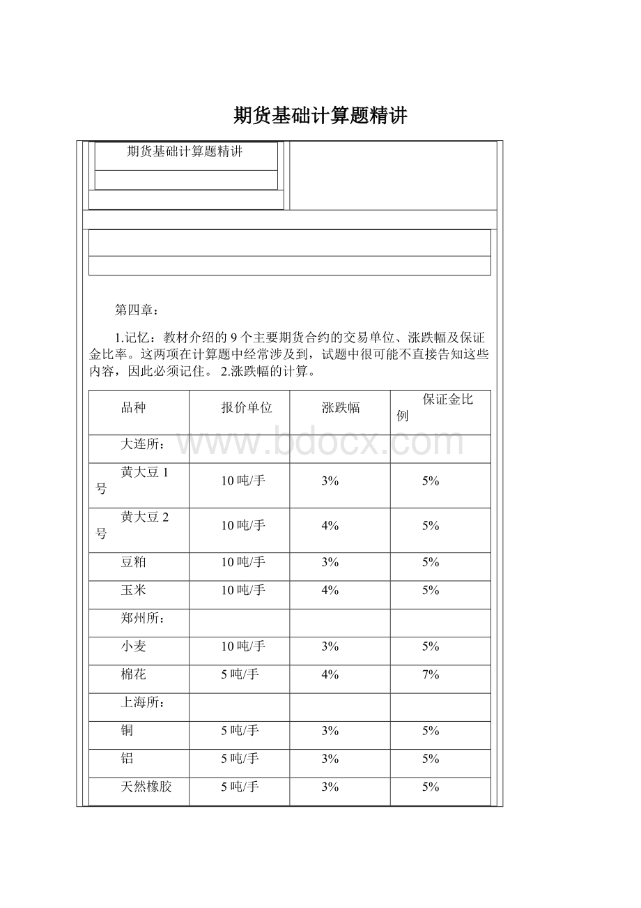 期货基础计算题精讲.docx