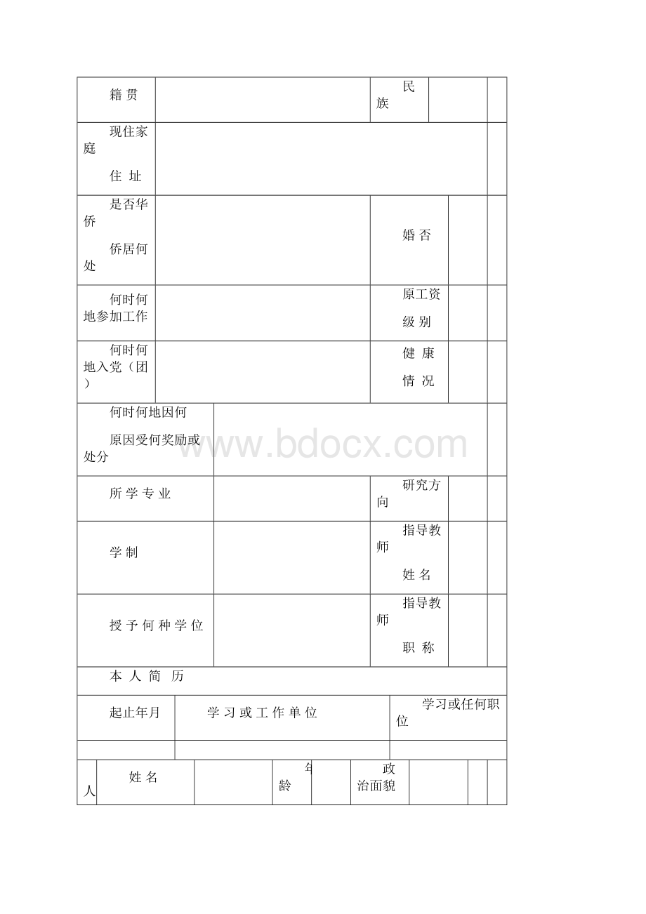 毕业研究生登记表模版.docx_第2页