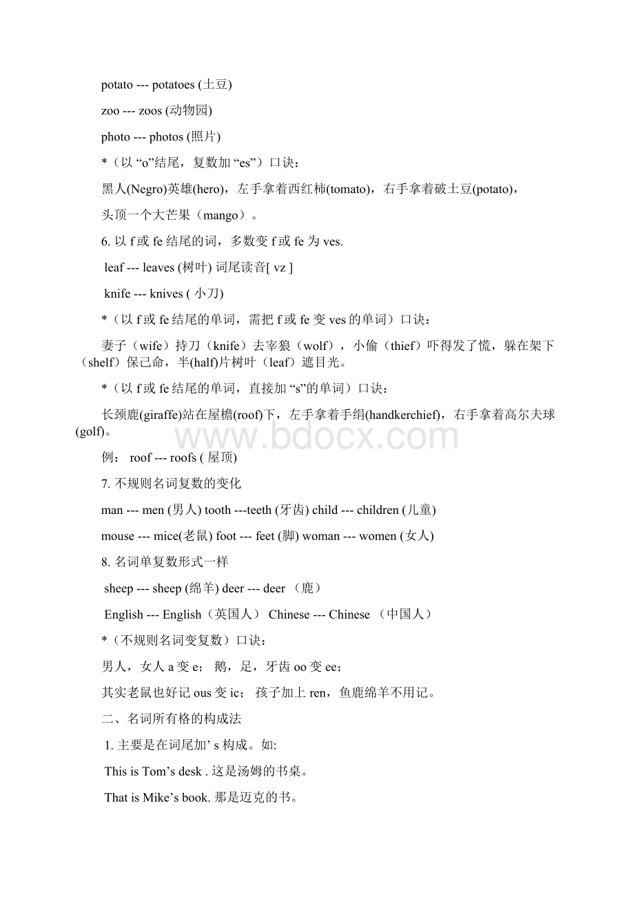 小学四年级英语语法知识汇总Word文档下载推荐.docx_第2页