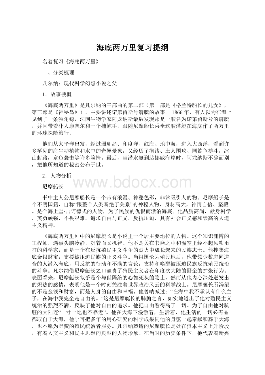 海底两万里复习提纲Word下载.docx_第1页