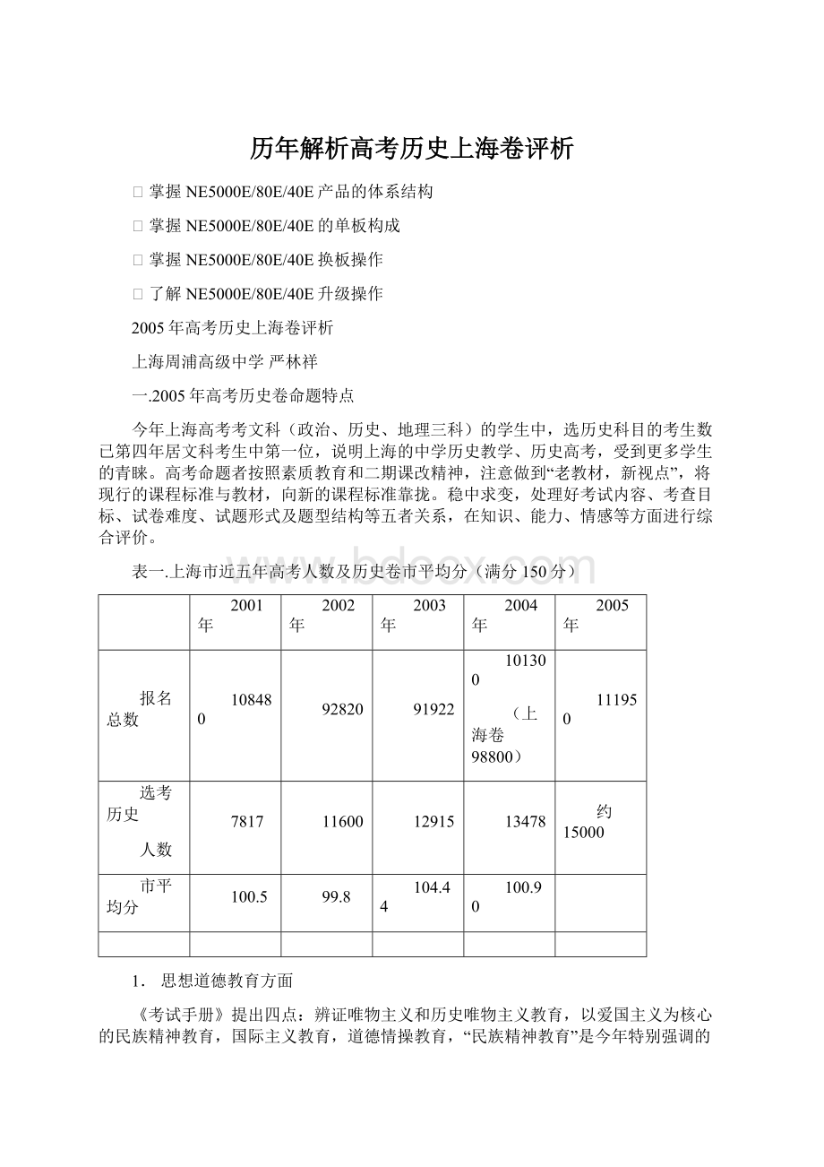 历年解析高考历史上海卷评析文档格式.docx