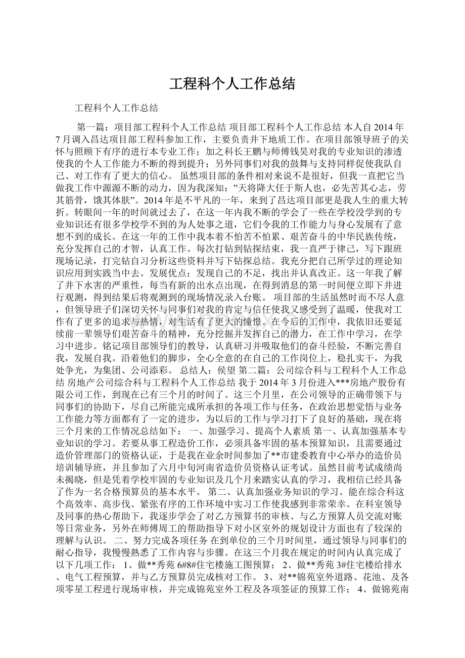 工程科个人工作总结.docx