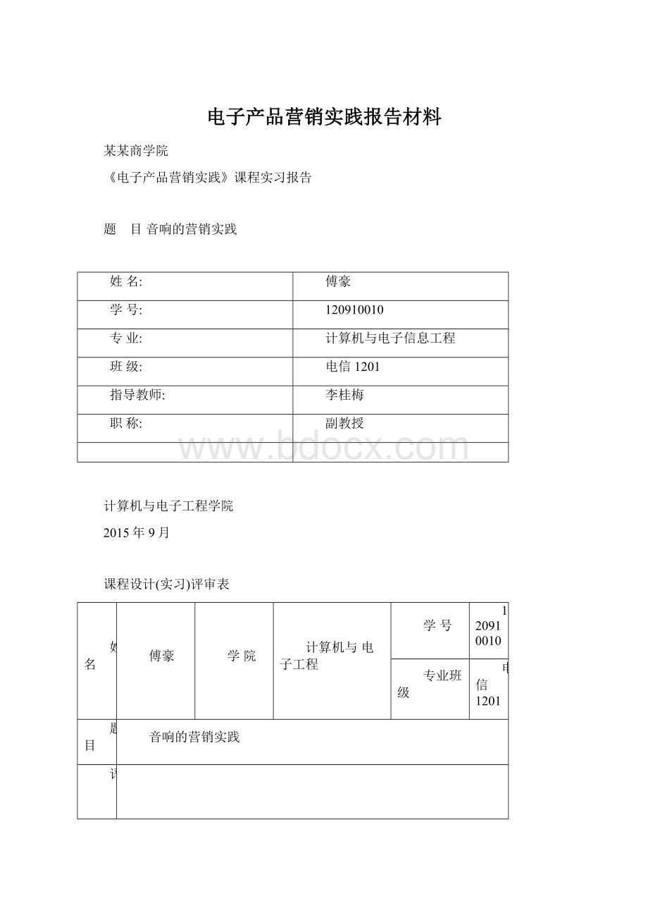 电子产品营销实践报告材料Word文件下载.docx_第1页