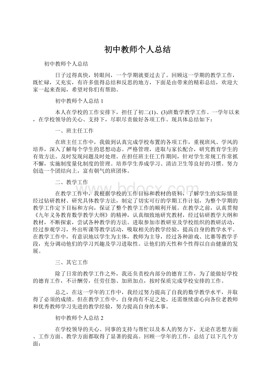 初中教师个人总结.docx_第1页