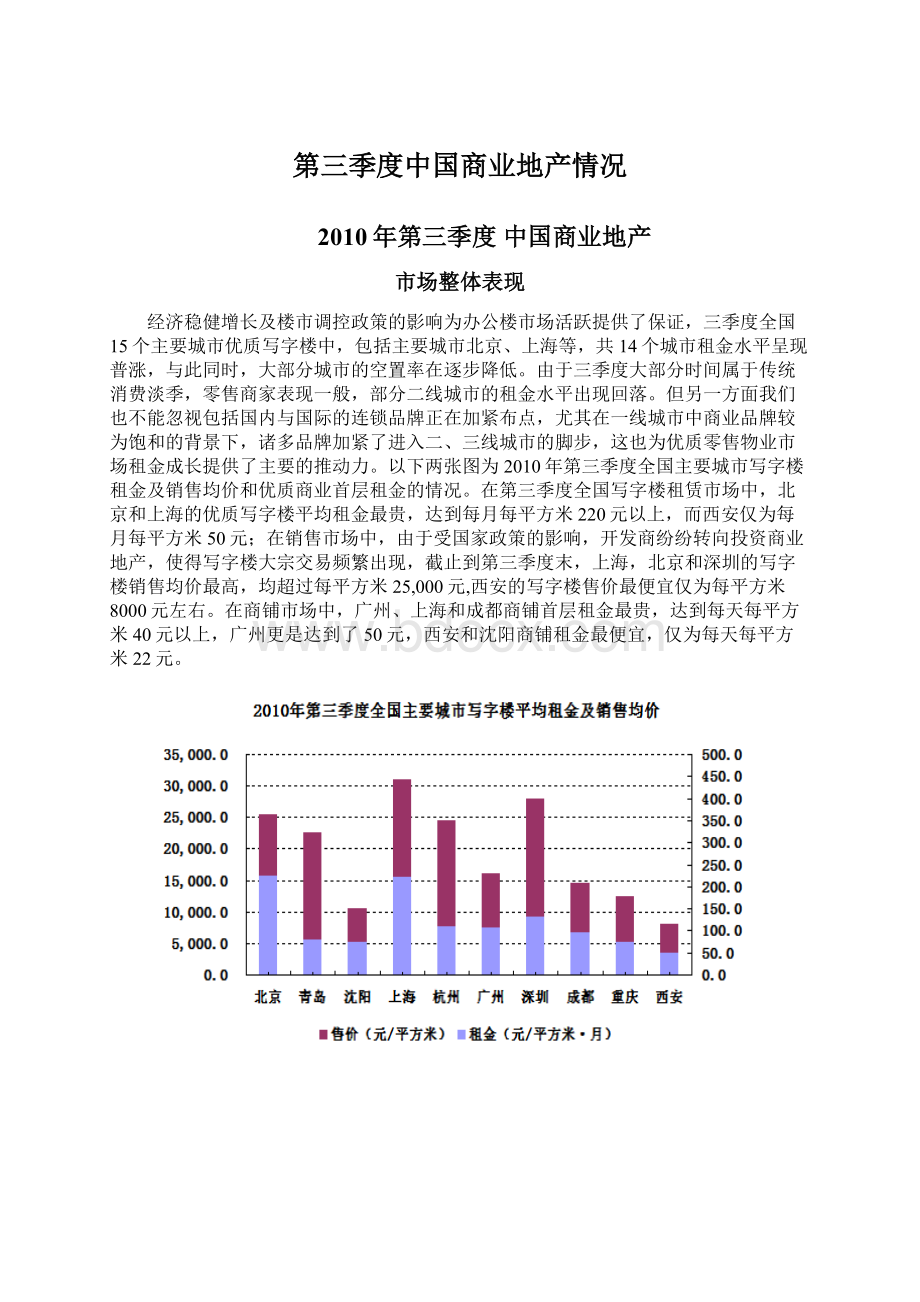 第三季度中国商业地产情况.docx_第1页