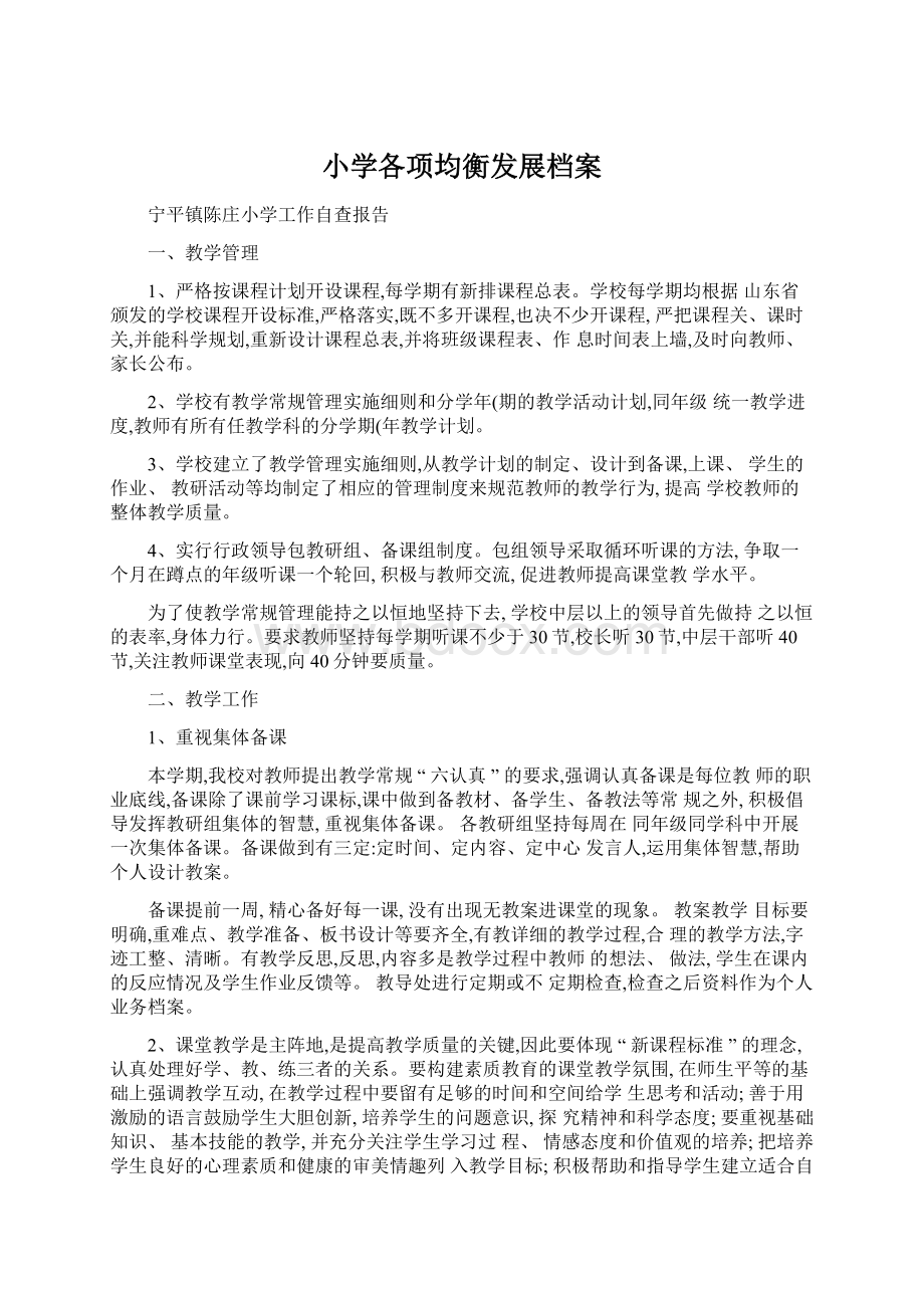 小学各项均衡发展档案Word格式文档下载.docx