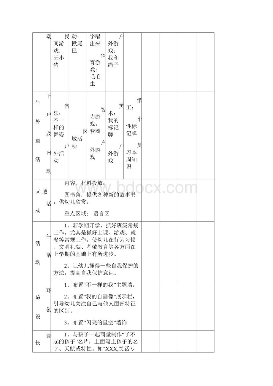 大班不一样的我周工作计划.docx_第2页