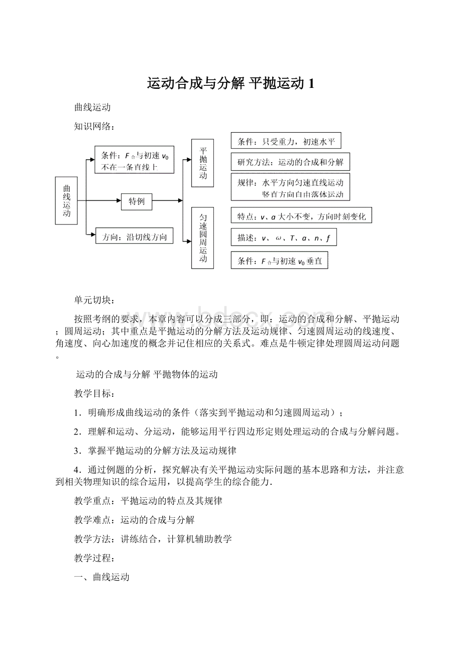 运动合成与分解 平抛运动1Word文档下载推荐.docx