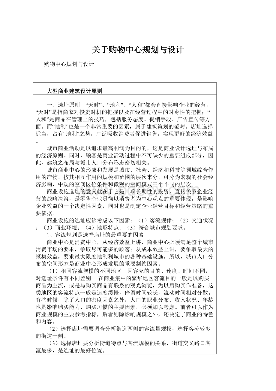 关于购物中心规划与设计Word文档格式.docx_第1页