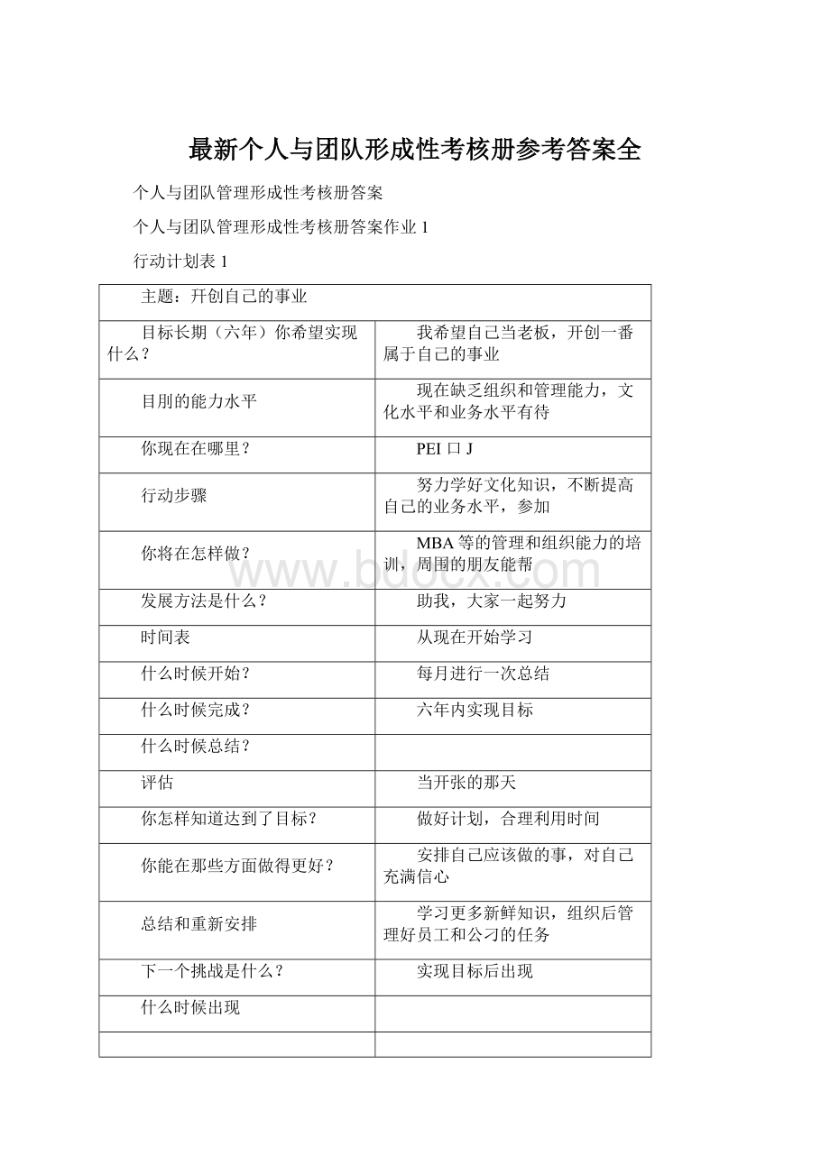 最新个人与团队形成性考核册参考答案全.docx