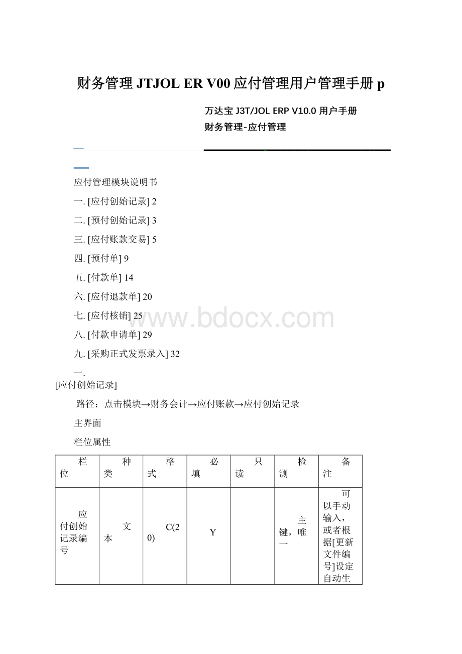 财务管理JTJOL ER V00应付管理用户管理手册p.docx_第1页