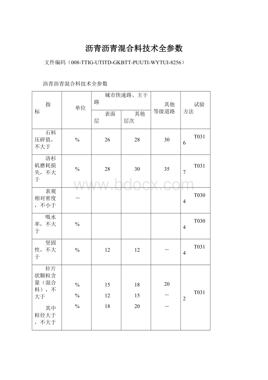 沥青沥青混合料技术全参数.docx_第1页