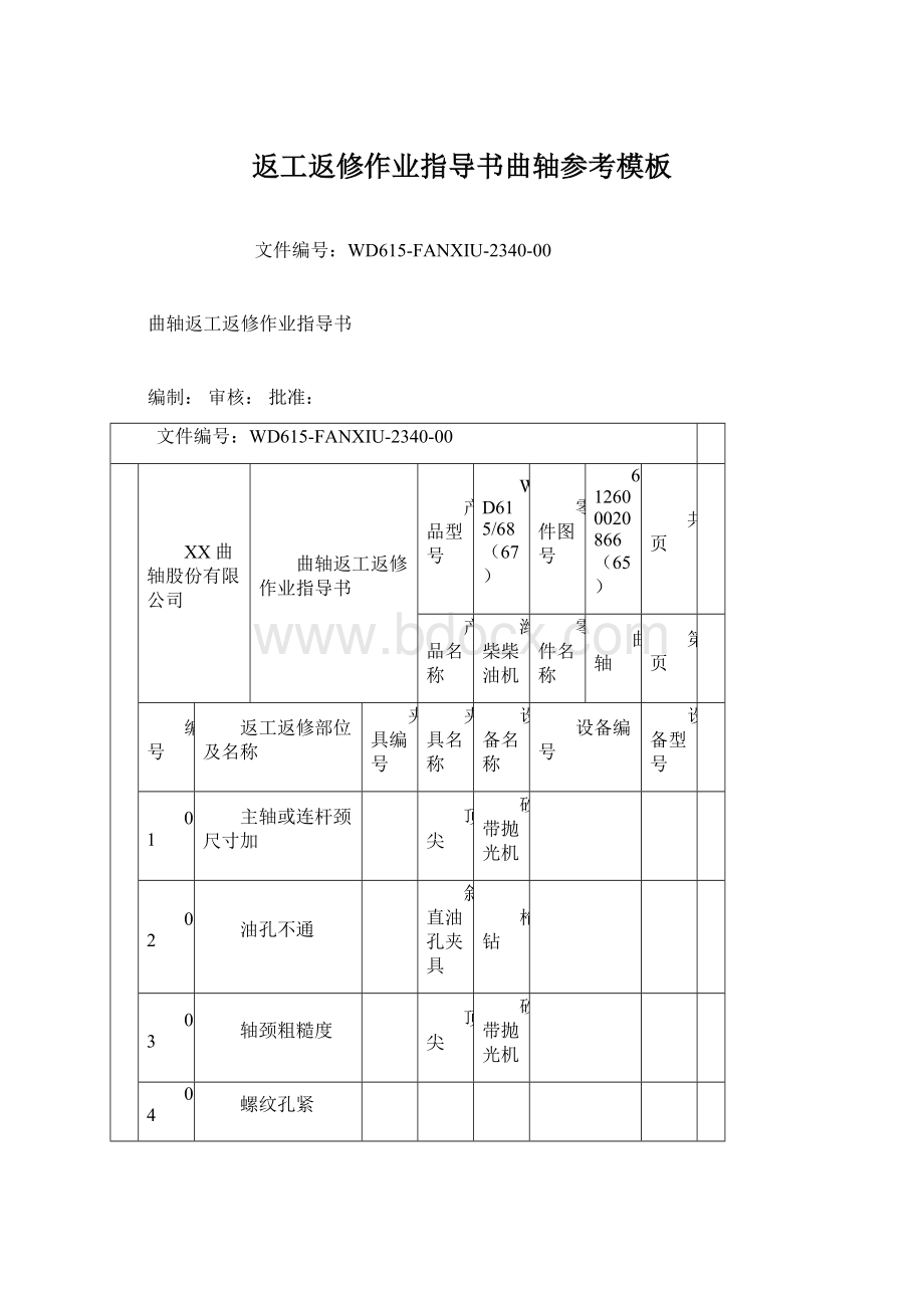 返工返修作业指导书曲轴参考模板文档格式.docx