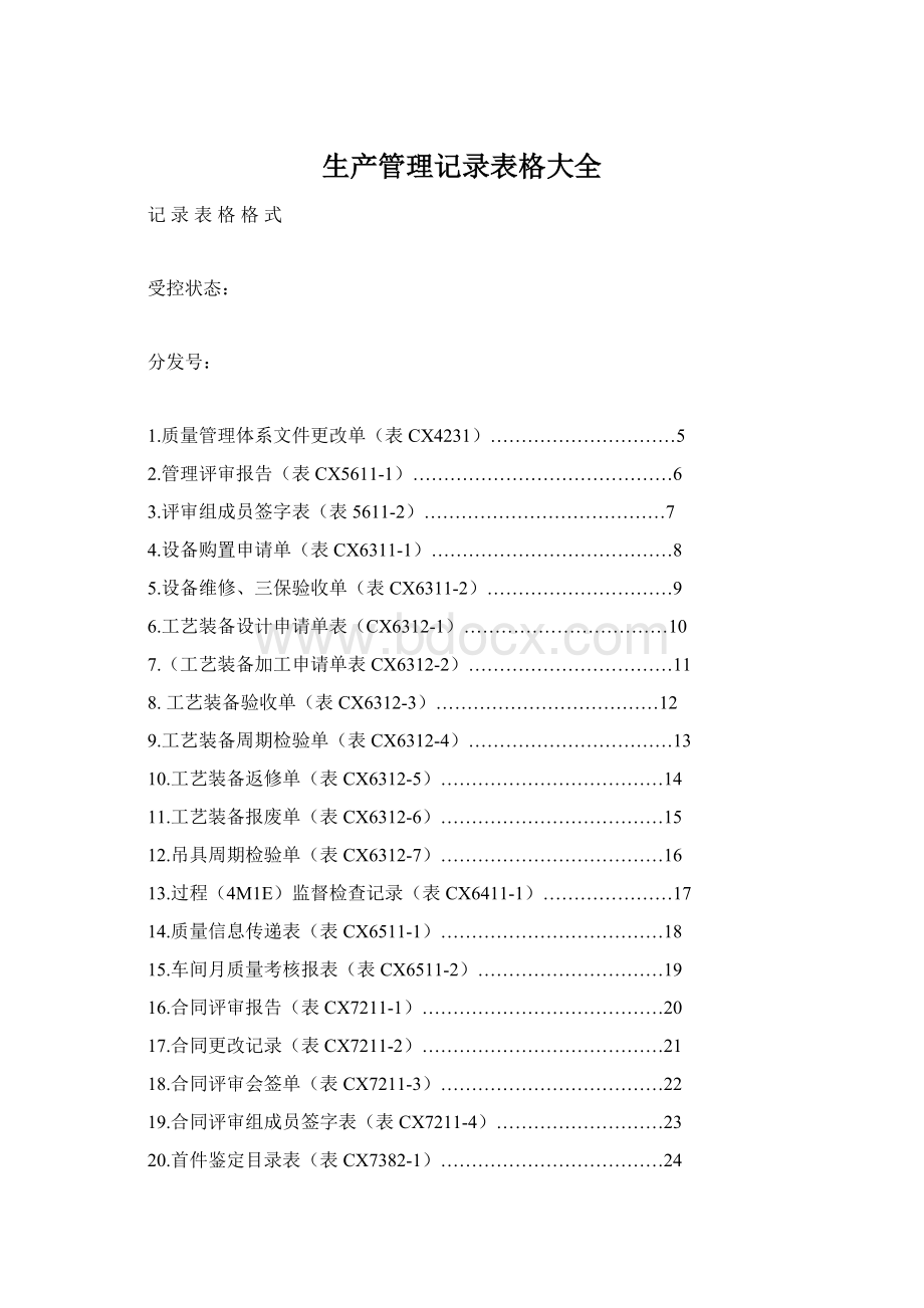 生产管理记录表格大全Word文档格式.docx_第1页