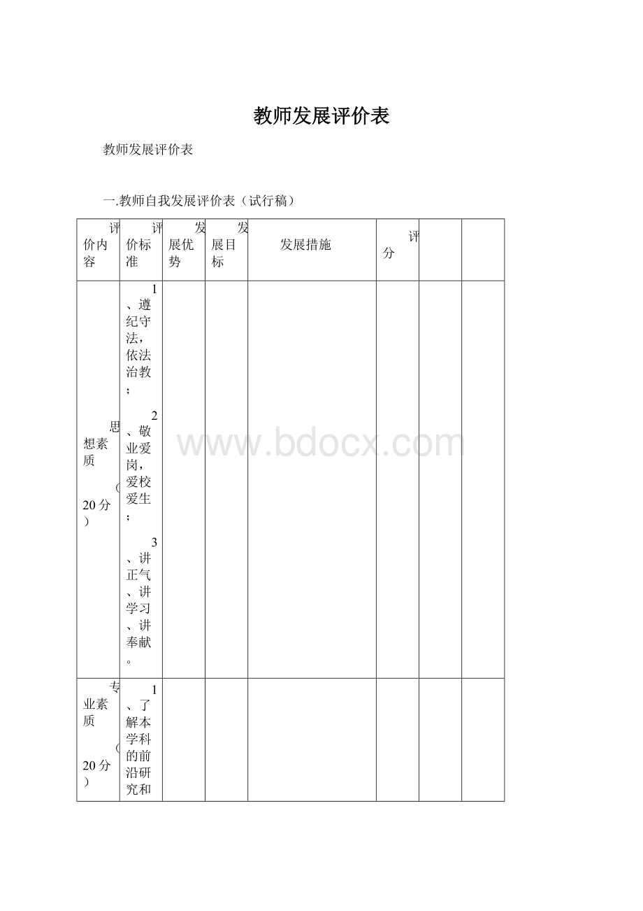 教师发展评价表Word格式.docx