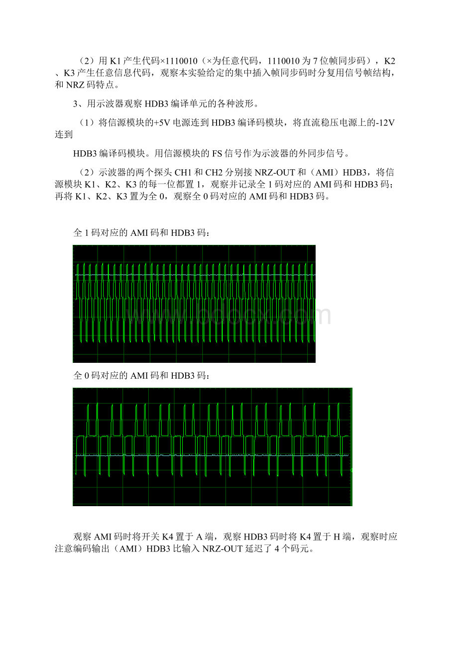 数字通信原理实验报告 实验一 数字基带信号 1 实验目的 1了解单极.docx_第2页