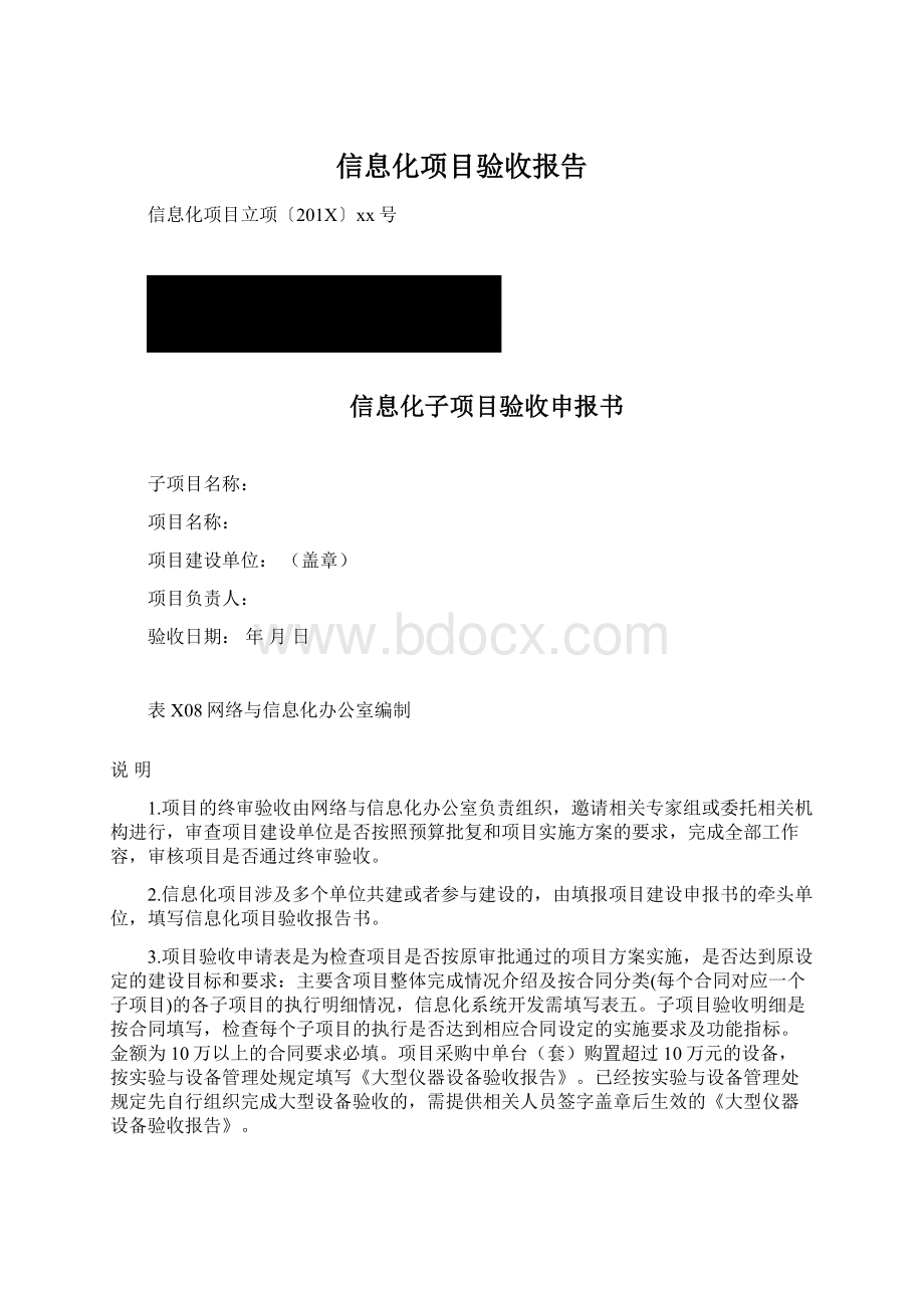 信息化项目验收报告Word格式文档下载.docx_第1页