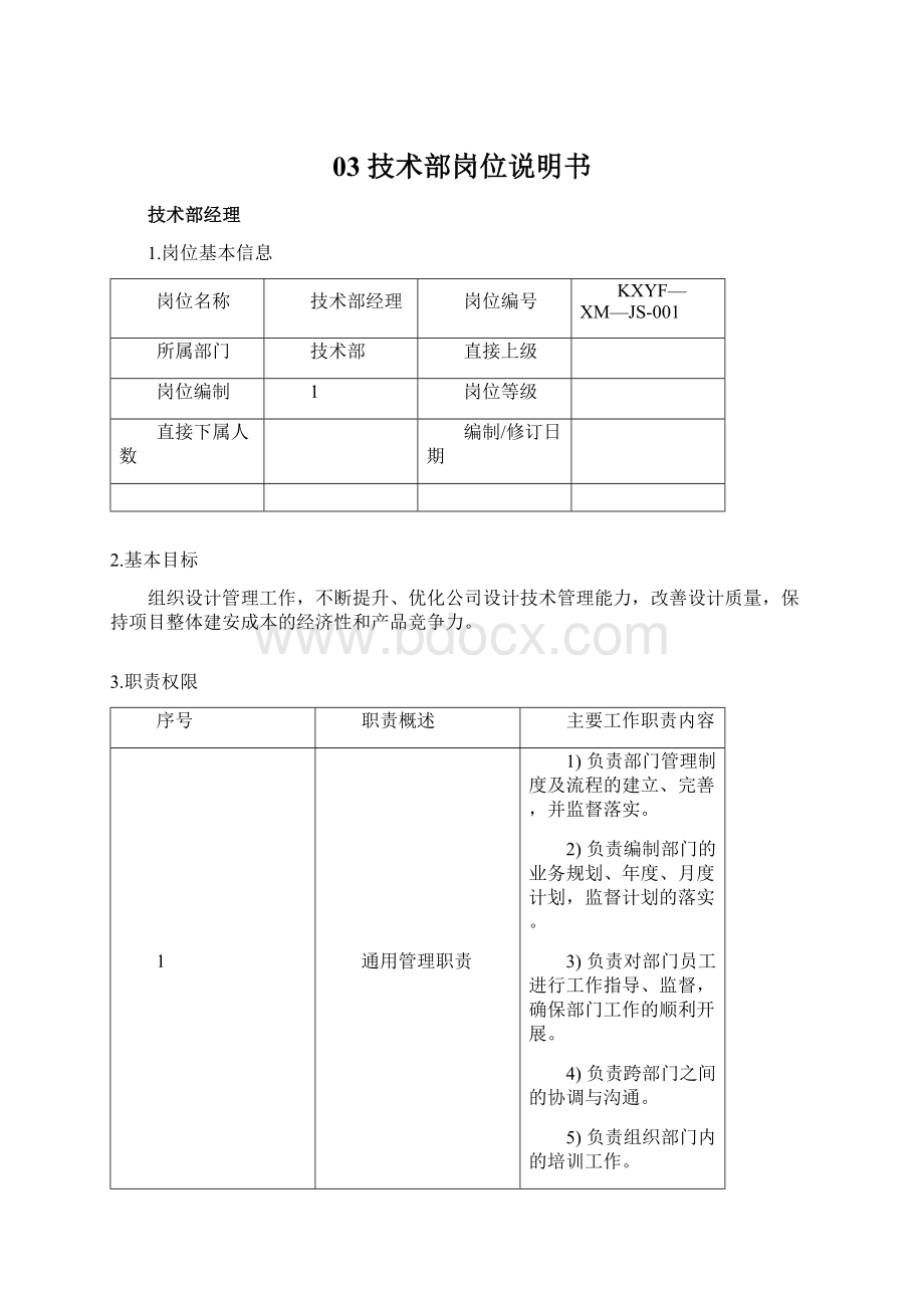 03 技术部岗位说明书文档格式.docx