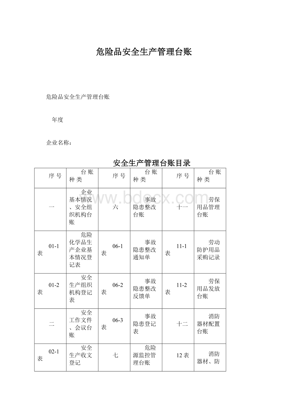 危险品安全生产管理台账.docx_第1页