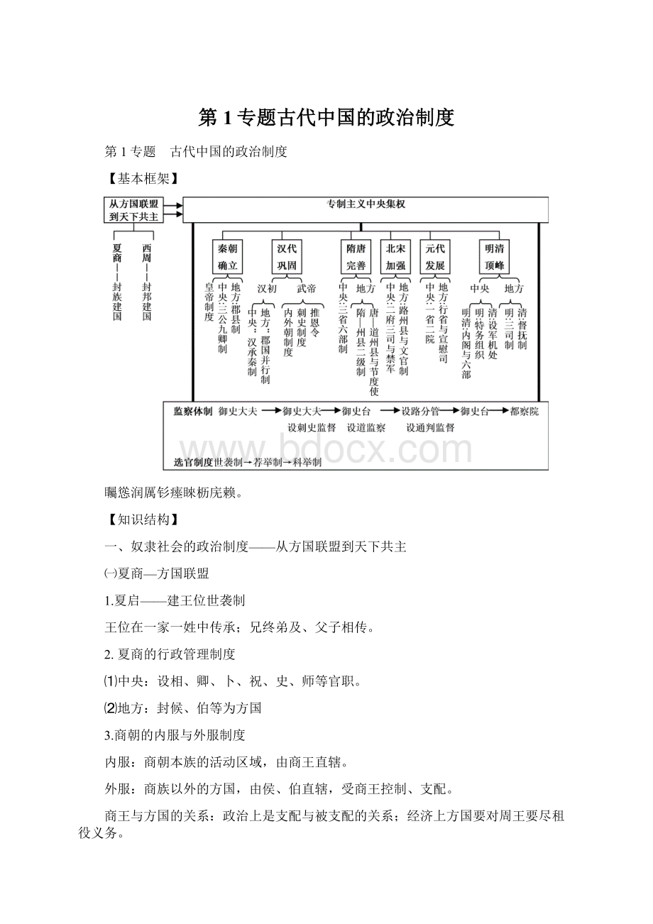 第1专题古代中国的政治制度.docx