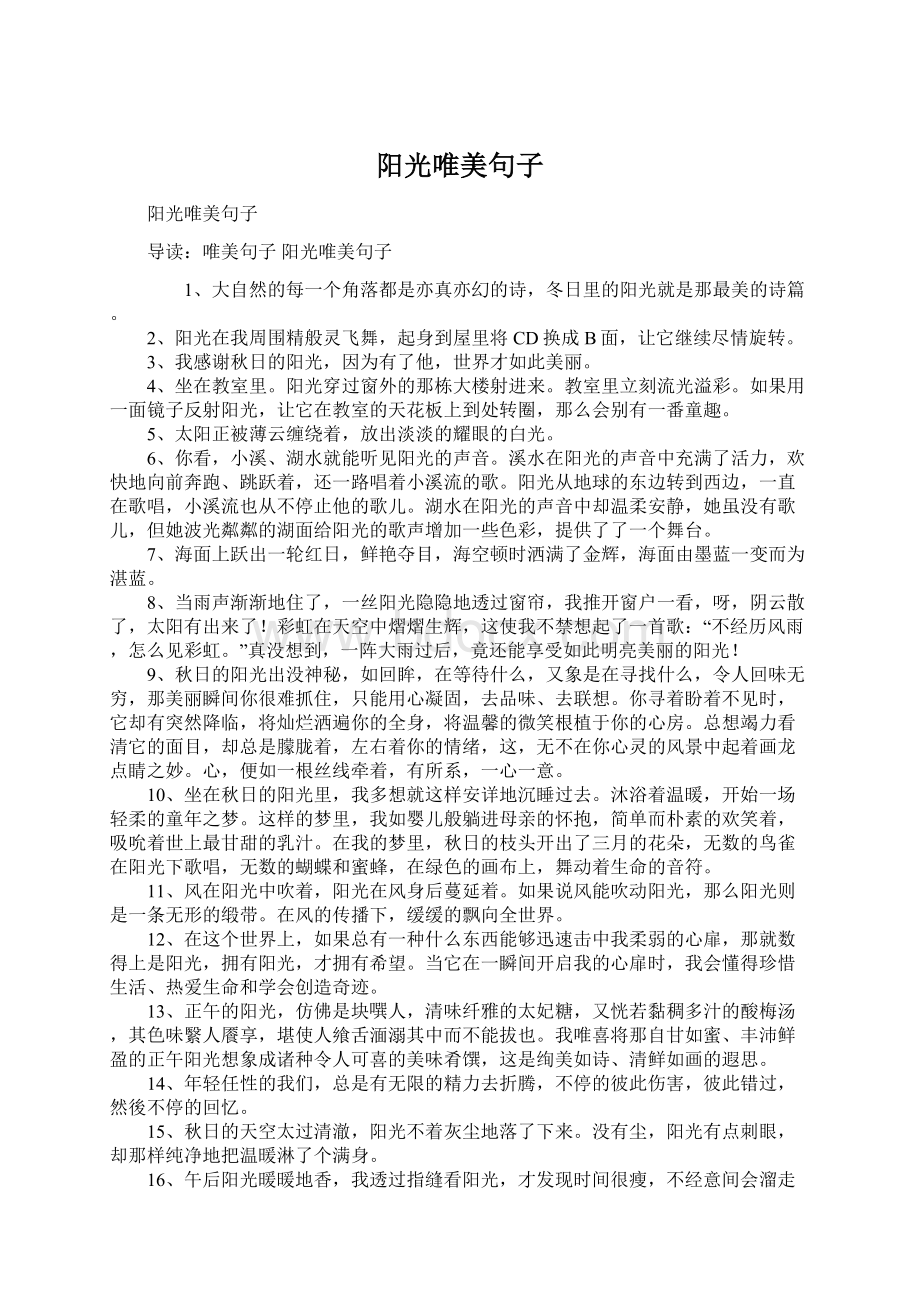 阳光唯美句子文档格式.docx