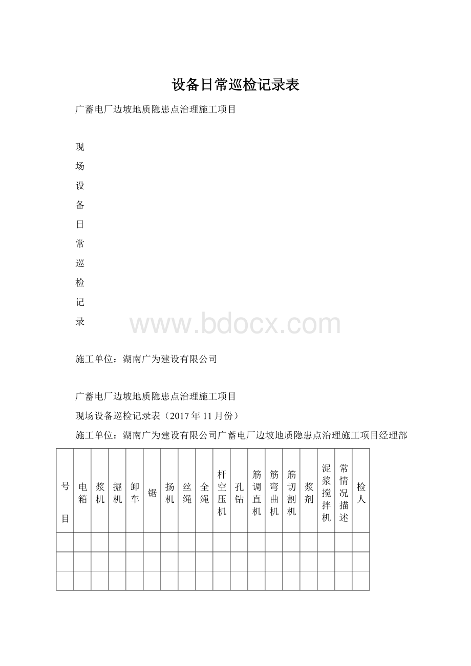 设备日常巡检记录表.docx_第1页