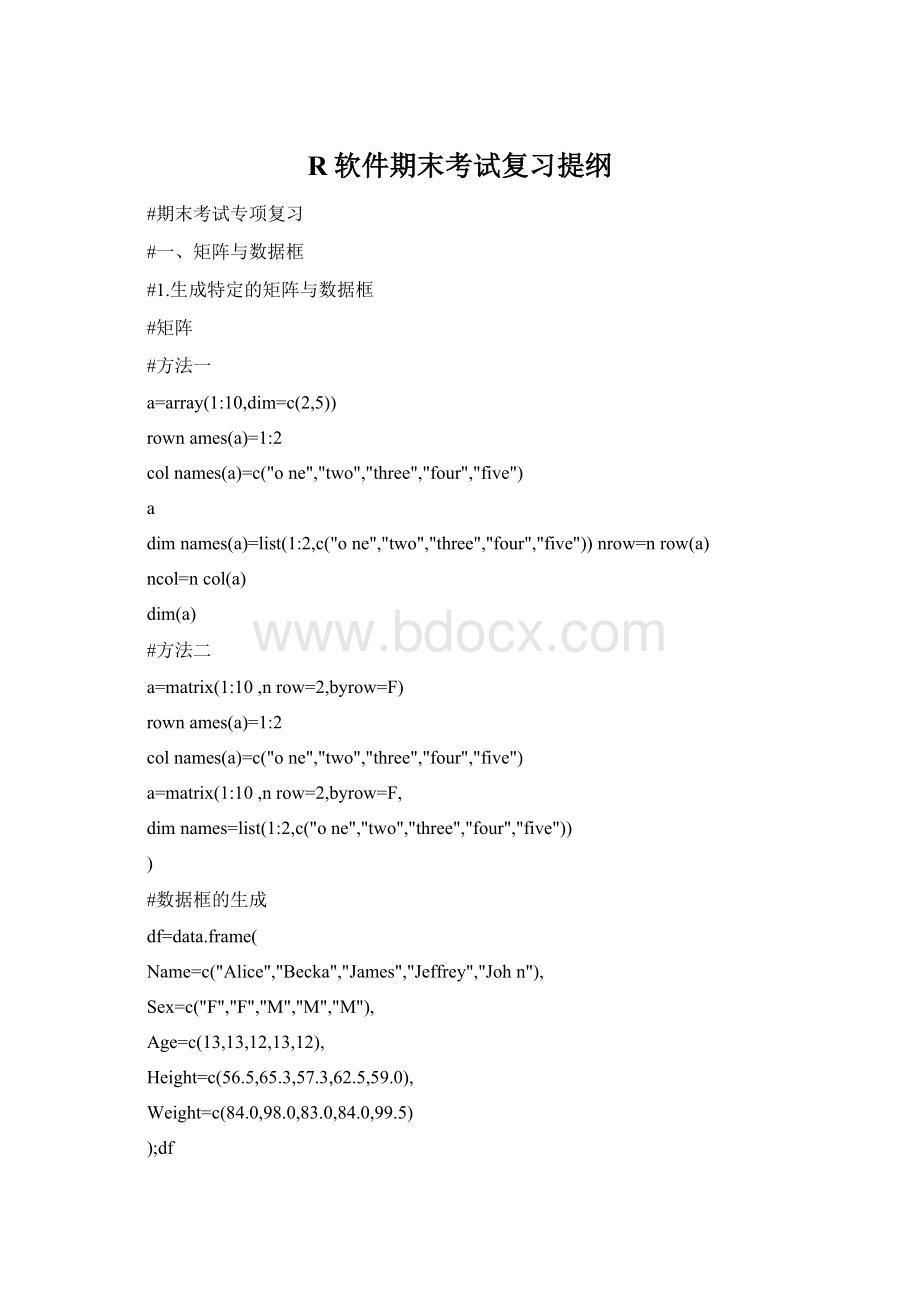 R软件期末考试复习提纲Word格式.docx_第1页