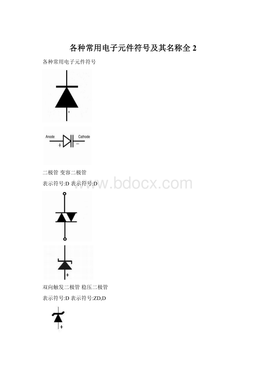 各种常用电子元件符号及其名称全 2文档格式.docx