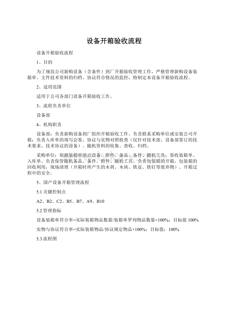 设备开箱验收流程Word格式.docx