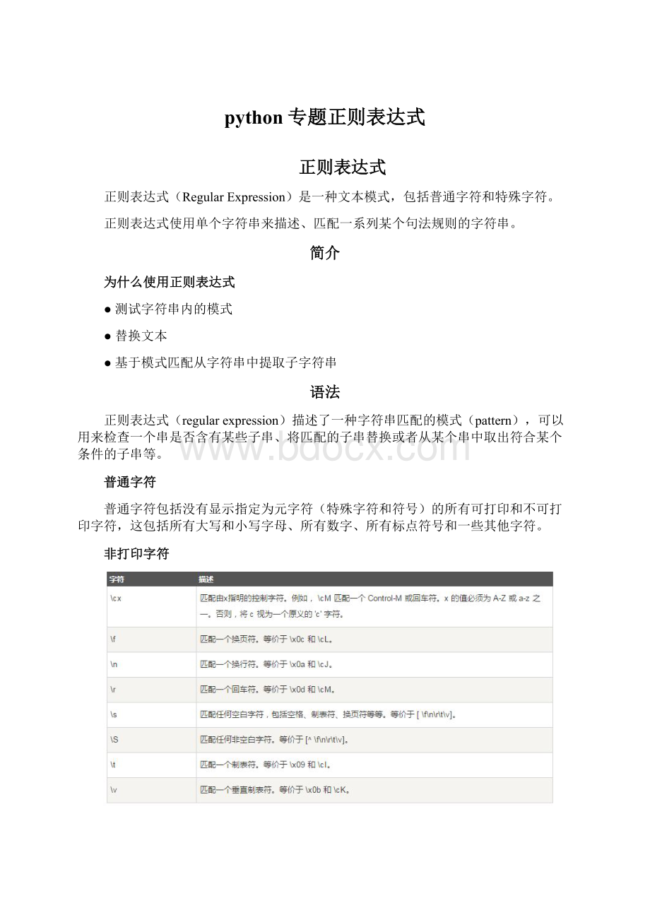 python专题正则表达式Word文档格式.docx_第1页
