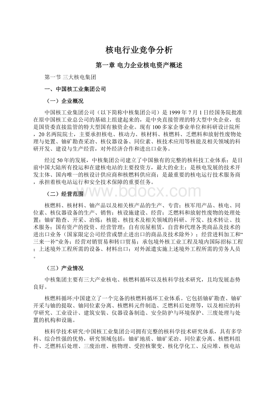 核电行业竞争分析Word下载.docx