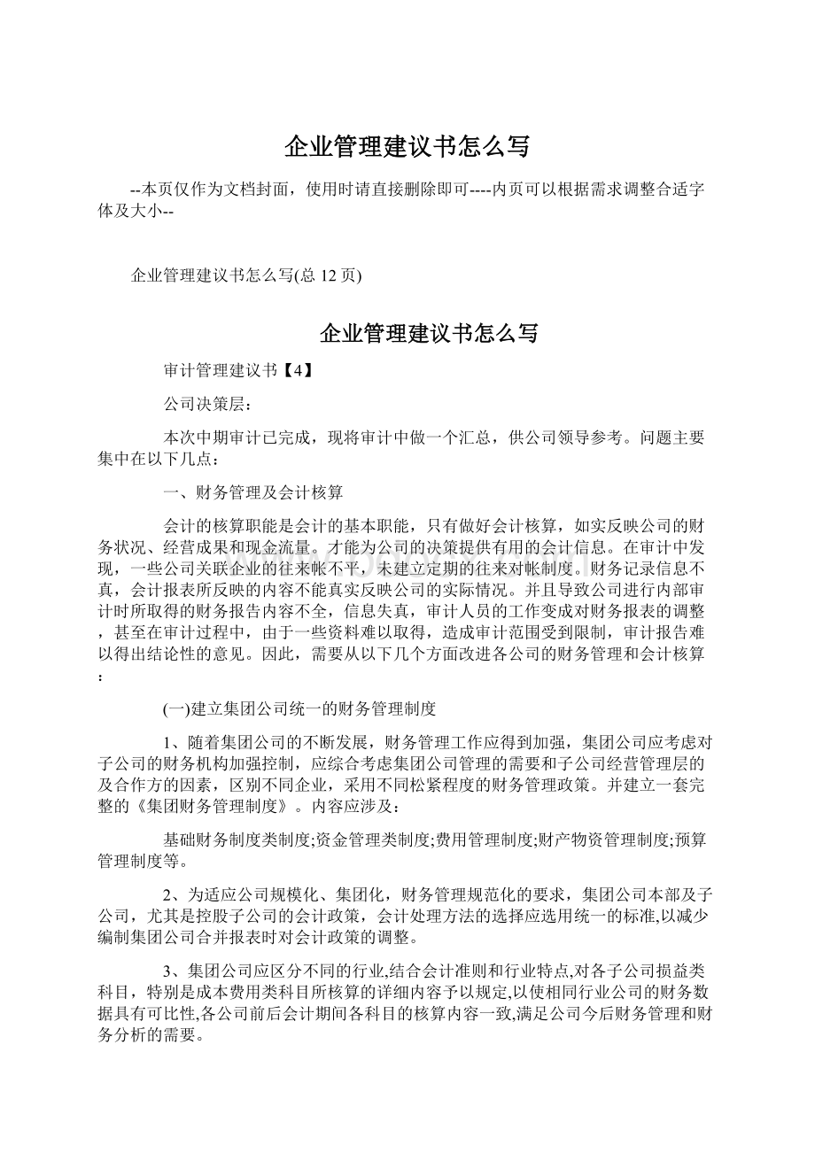 企业管理建议书怎么写文档格式.docx