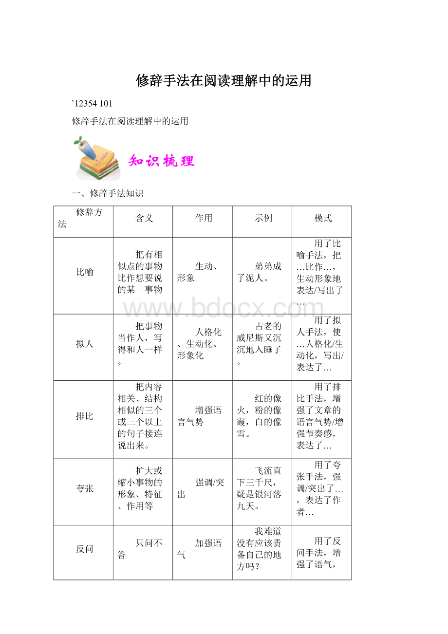 修辞手法在阅读理解中的运用Word格式文档下载.docx